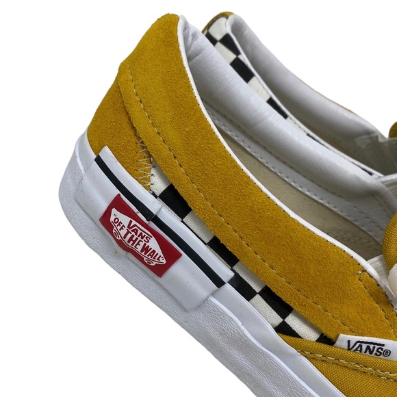 VANS Slip On Sneakers Yellow Suede Check Shoes For Men Skate Custom ALSU01256 - Picture 9 of 11